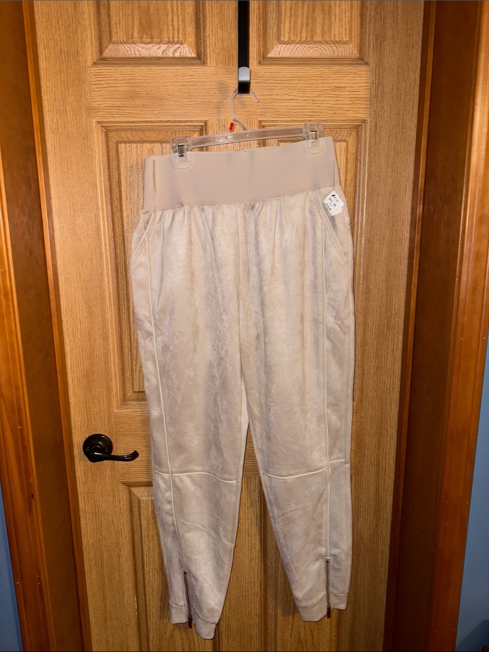 AKIRA Beige Faux-Suede Joggers